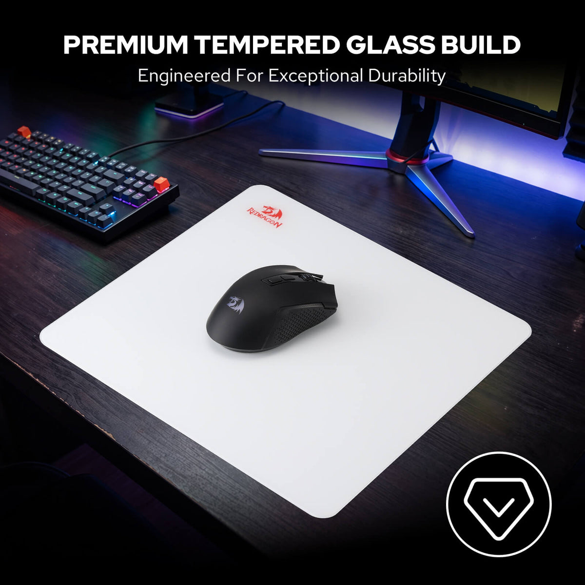 Redragon PG1M Glass Mouse Pad -'PREMIUM TEMPERED GLASS BUILD' 