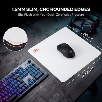 Redragon PG1M Glass Mouse Pad - 11.8 x 11.8 x 0.15 inches, Black