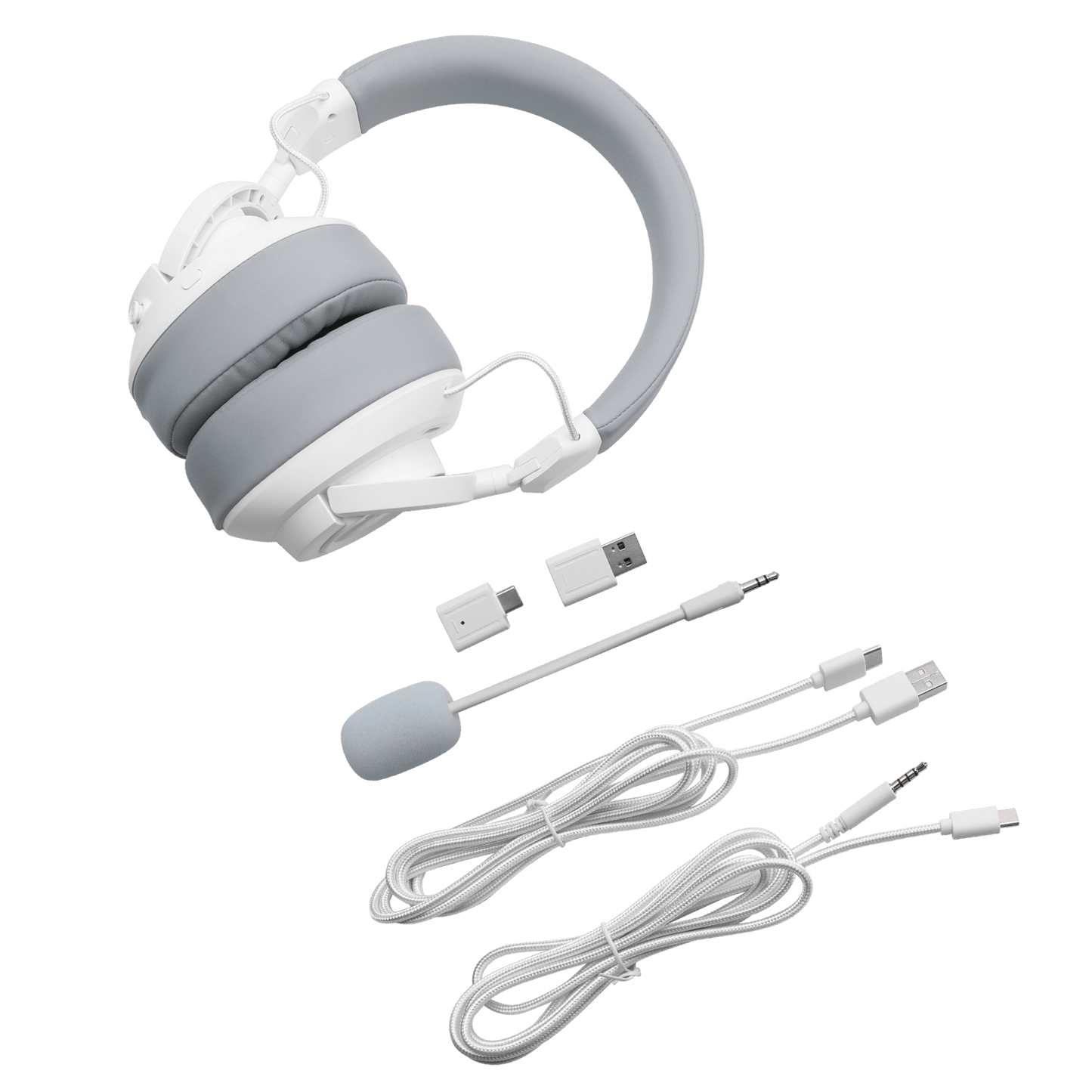 Redragon H889 Wireless Gaming Headset, 4 Connection Modes 2.4G/BT/3.5mm/USB, 53mm Drivers, Spatial Audio, 7.1 Surround Sound, Detachable Mic, Compatible with PC/PS5/PS4/NS/Xbox One/Phone, White