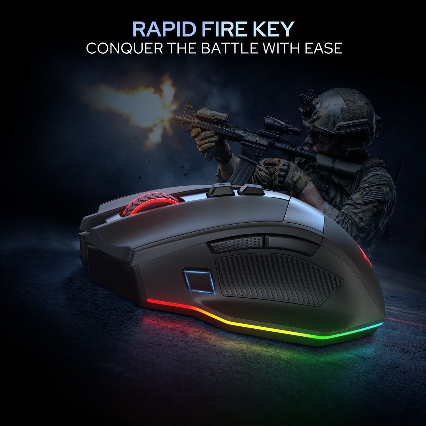 Redragon M923 PRO 3-Mode RGB Gaming Mouse, Optical Ergonomic Gamer Mouse with Max 24,000DPI, Pro Precision Sensor SG8960, 8 Macro Buttons, Software Supported 