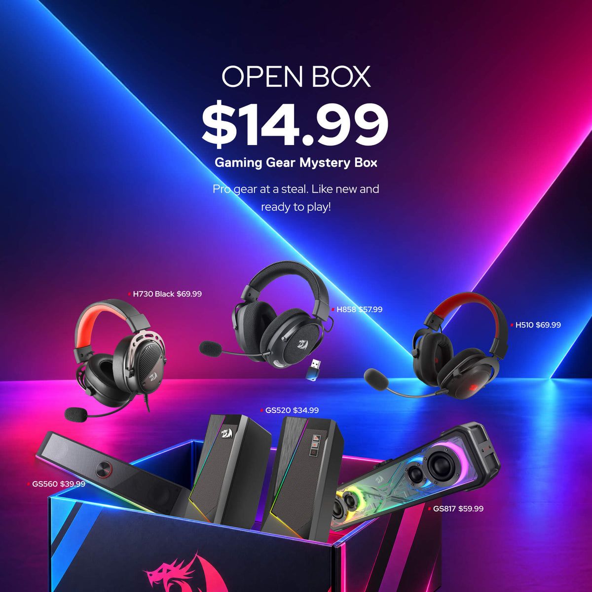 Redragon Mystery Box with randomly selected open-box products,  $14.99 Audio Box