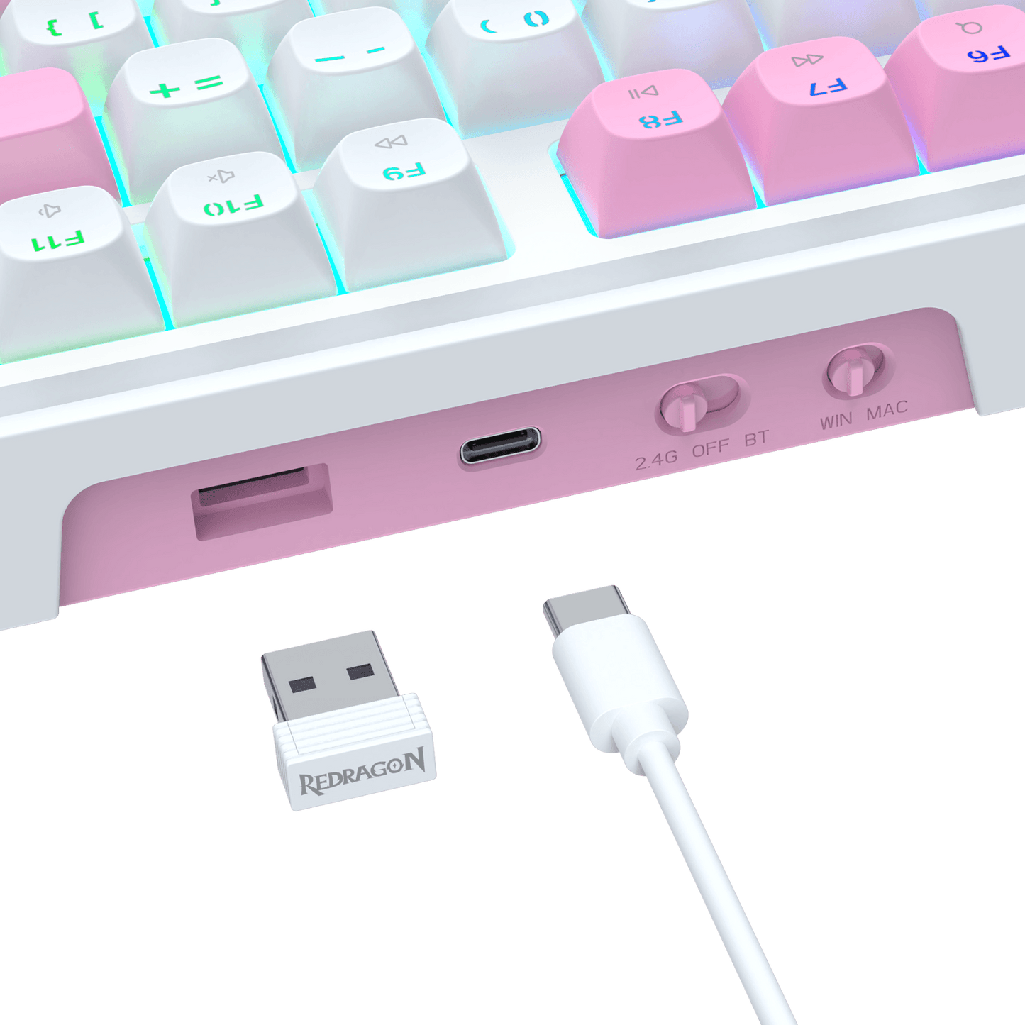 Redragon K762 Wireless Gasket Gaming Keyboard w/Hype Screen & Knob, 104 Keys Mechanical Keyboard, Easy-Control 1.14’’ TFT Info Display, 5-Layer Noise Dampening, Round PBT Keycaps, Custom Linear Switch