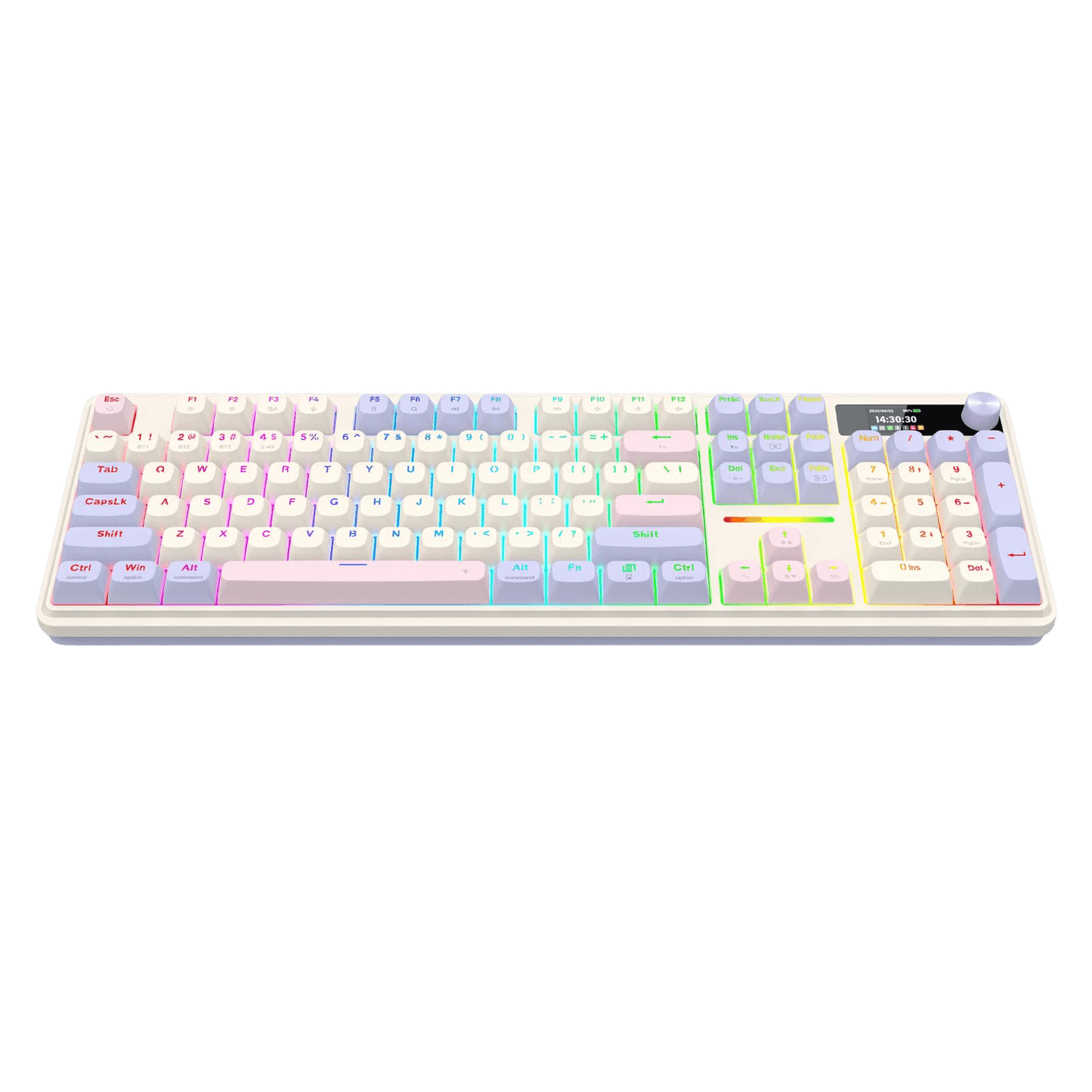 Redragon K762 PRO Wireless 104-Key Gasket Gaming Keyboard, Screen & Knob | Easy-Control LED Info Display, 0-Delay Tri-Mode, Cushioned 5-Layer Noise Dampening for Creamy Thocky Sound, Full-Size 104-Key