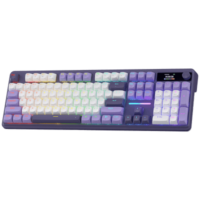 Redragon K762 Wireless Gasket Gaming Keyboard w/Hype Screen & Knob, 104 Keys Mechanical Keyboard, Easy-Control 1.14’’ TFT Info Display, 5-Layer Noise Dampening, Round PBT Keycaps, Mint Mambo Switch | show
