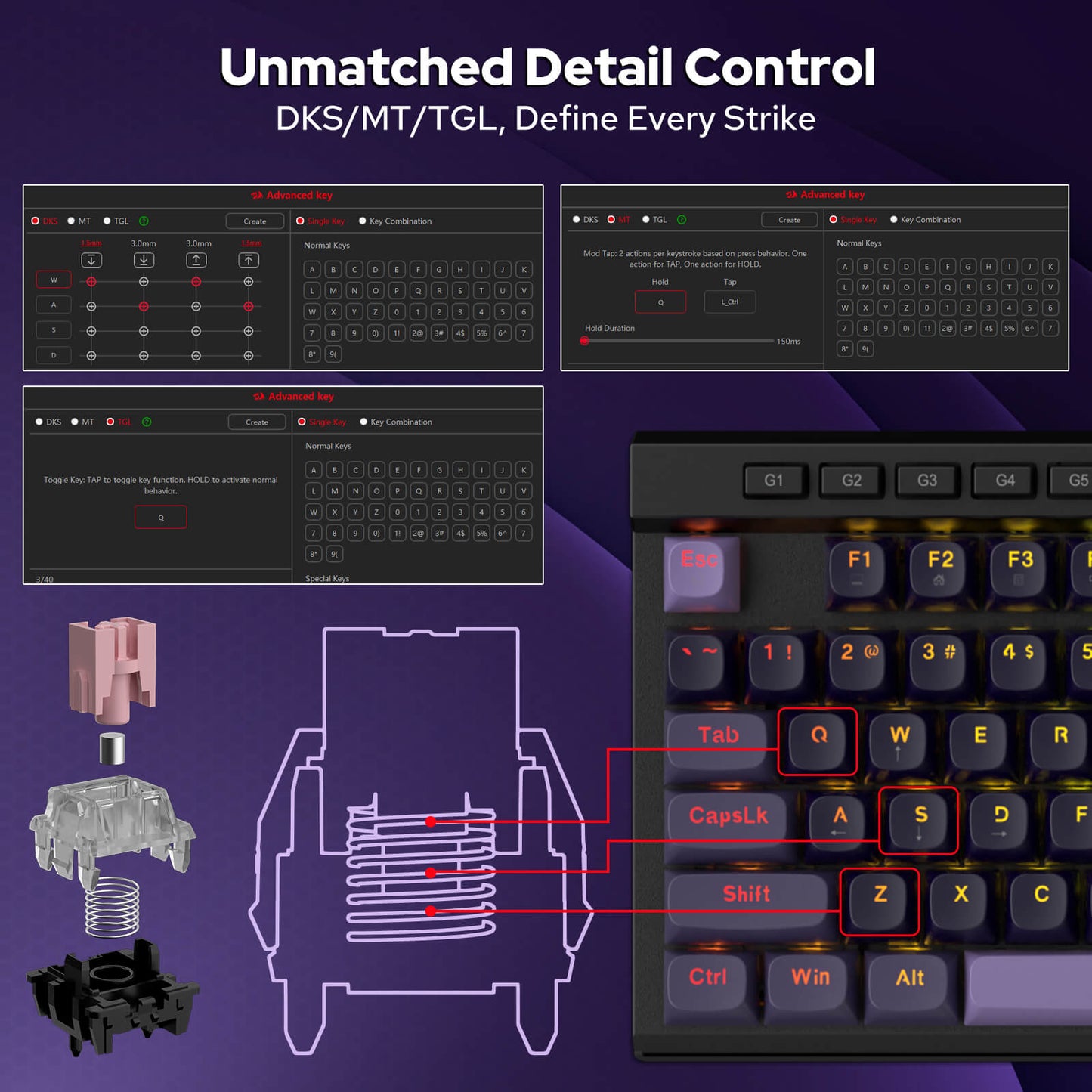 Redragon K580 HE Rapid Trigger Gaming Keyboard, 100% 104 Keys Wired Mechanical Keyboard w/Hyper-Fast Actuation, 8K Hall Effect Magnetic Switch, Dedicated Media Controls, Onboard Macro Recording