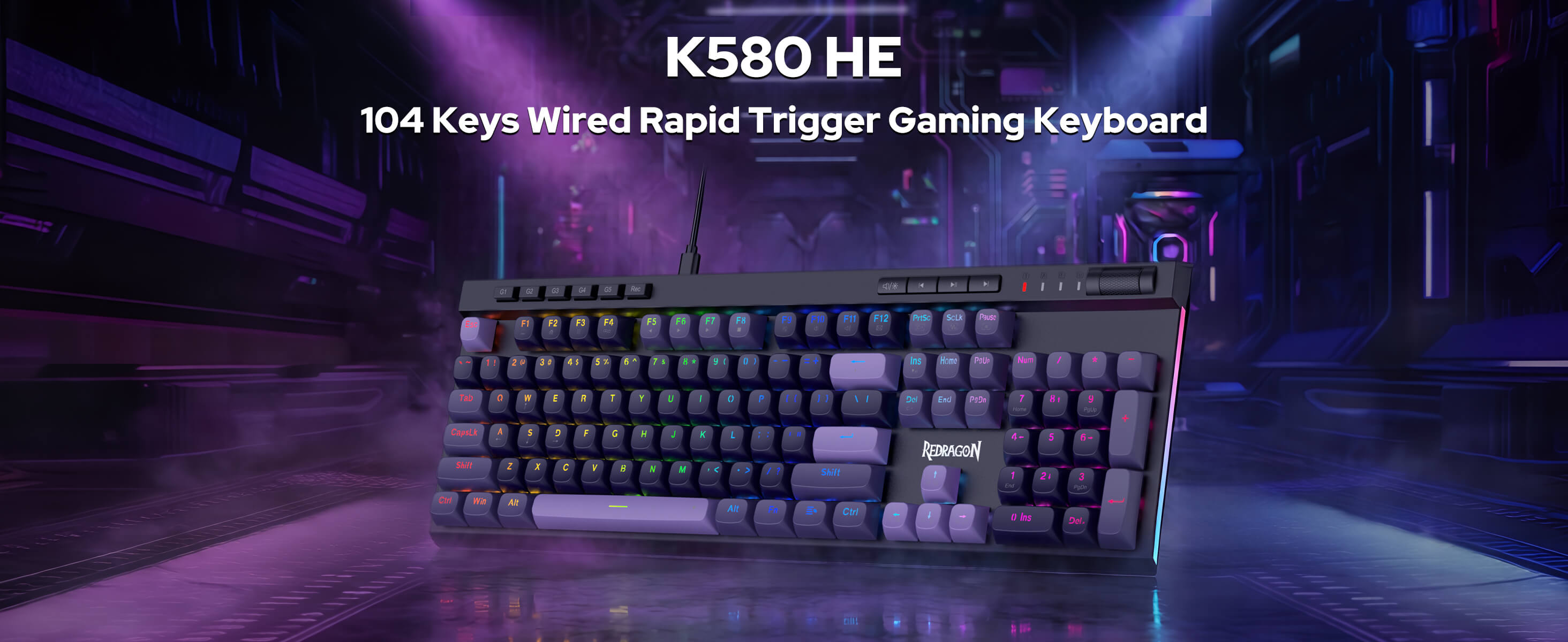 Redragon 
VATA K580 HE (Magnetic Hall Effect Keyboard);  104-key wired gaming keyboard with RGB backlighting