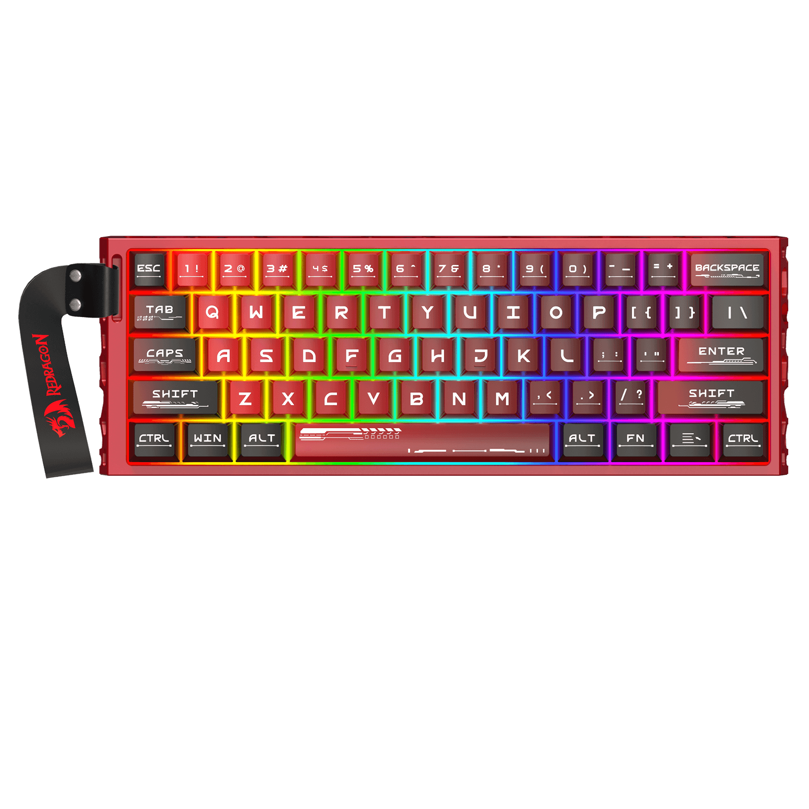 Redragon K753 HE Rapid Trigger Gaming Keyboard, 60% 61 Keys Wired Mechanical Keyboard w/Hype-Red Hollowed-Out Aluminum Base, Next-Gen UltraMag 100% POM Silky Rappid Trigger Magnetic Switch