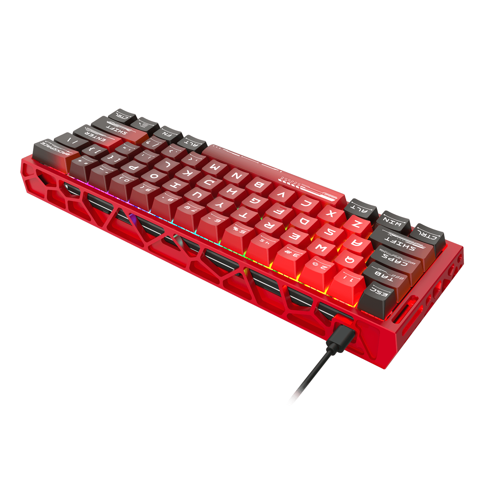 Redragon K753 HE Rapid Trigger Gaming Keyboard, 60% 61 Keys Wired Mechanical Keyboard w/Hype-Red Hollowed-Out Aluminum Base, Next-Gen UltraMag 100% POM Silky Rappid Trigger Magnetic Switch