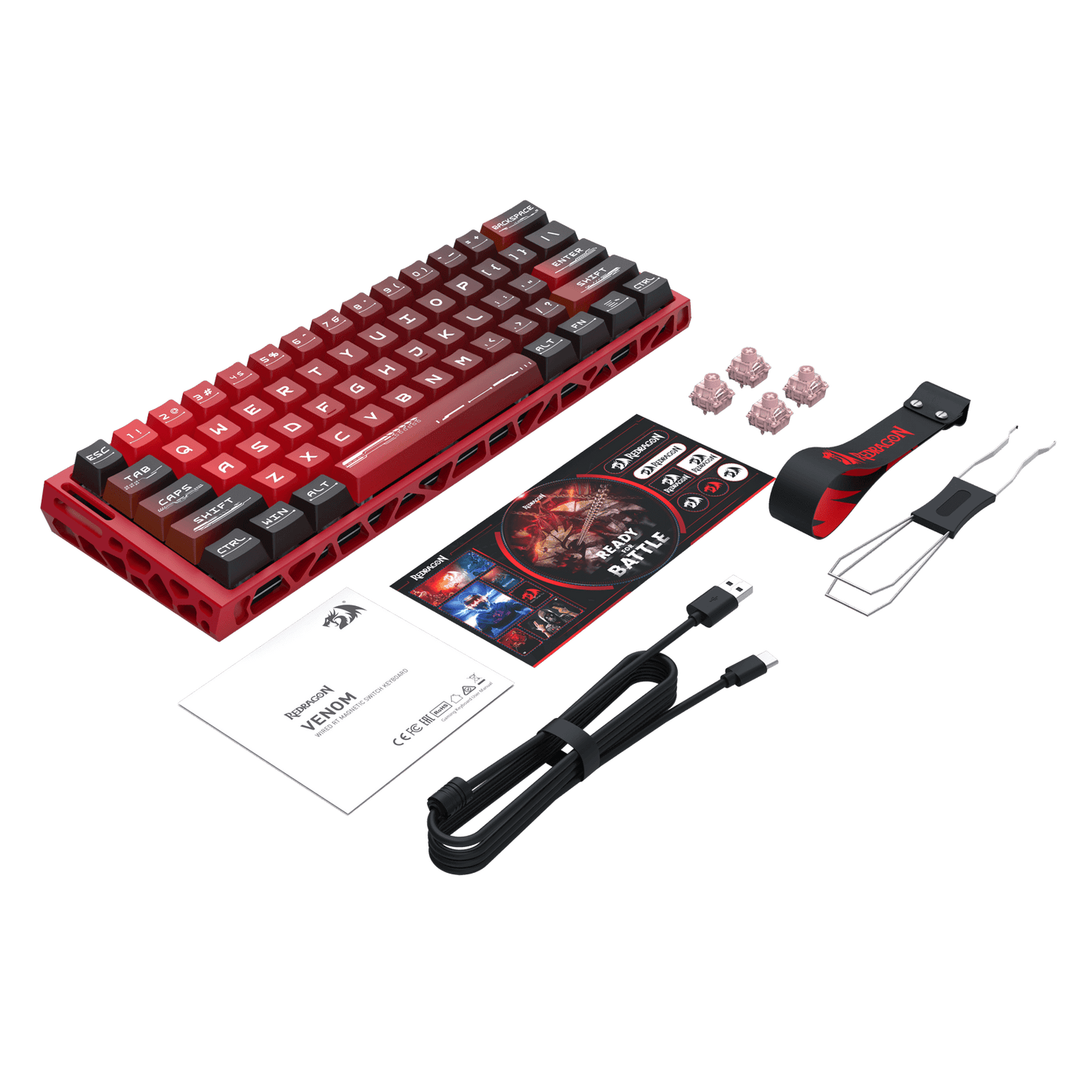 Redragon K753 HE Rapid Trigger Gaming Keyboard, 60% 61 Keys Wired Mechanical Keyboard w/Hype-Red Hollowed-Out Aluminum Base, Next-Gen UltraMag 100% POM Silky Rappid Trigger Magnetic Switch