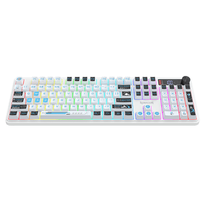 Redragon K526 PRO RGB Wireless Membrane Gaming Keyboard, 104 Keys Mechanical-Feel Keyboard w/LED Info Display, Media/Backlit Knob Control, Smooth Linear Switch & Software Supported