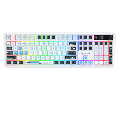 Redragon K526 PRO RGB Wireless Membrane Gaming Keyboard, 104 Keys Mechanical-Feel Keyboard w/LED Info Display, Media/Backlit Knob Control, Smooth Linear Switch & Software Supported | show