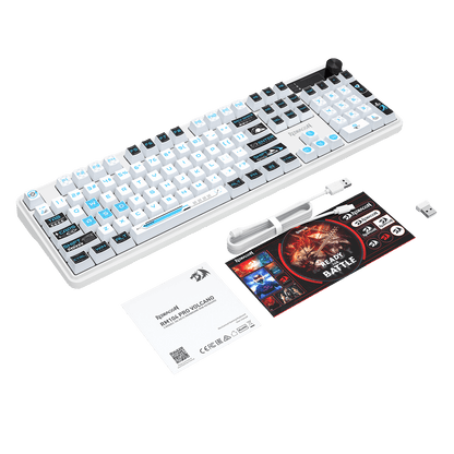 Redragon K526 PRO RGB Wireless Membrane Gaming Keyboard, 104 Keys Mechanical-Feel Keyboard w/LED Info Display, Media/Backlit Knob Control, Smooth Linear Switch & Software Supported