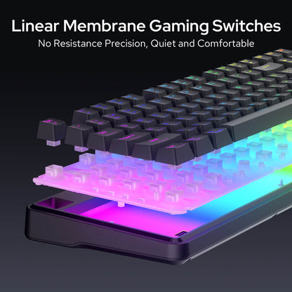 Redragon K526 PRO RGB Wireless Membrane Gaming KeyboardSmooth Linear Switch & Software Supported