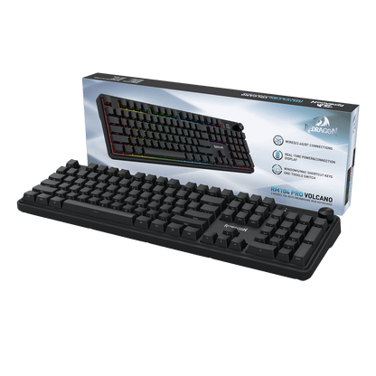 Redragon K526 PRO RGB Wireless Membrane Gaming Keyboard, 104 Keys Mechanical-Feel Keyboard w/LED Info Display, Media/Backlit Knob Control, Linear Switch & Software Supported (Side Printed Font)
