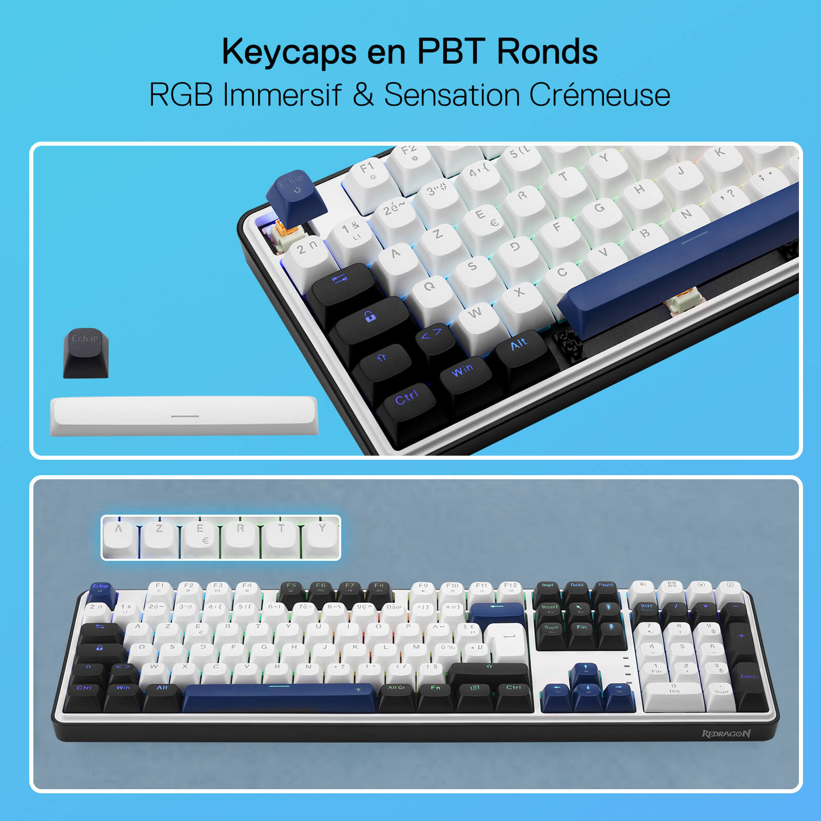 Clavier gaming filaire Redragon K689 RGB à joint d'étanchéité, clavier mécanique à 108 touches avec 4 touches de raccourci supplémentaires, connecteur remplaçable à chaud amélioré, isolation phonique à 3 couches, touches multicolores, commutateurs linéaires personnalisés