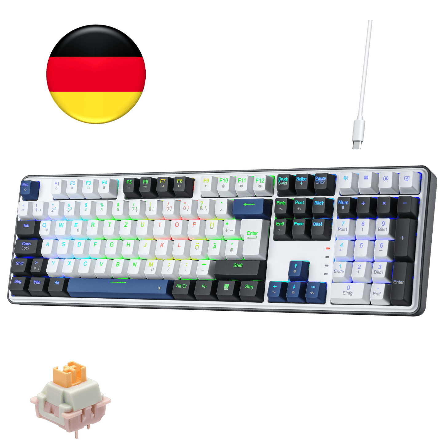 Redragon K689 QWERTZ Kabelgebundene Gasket Gaming‑Tastatur Hot‑Swap
4 Zusatzhotkeys 3‑lagiger Geräuschdämpfung bunte Tastenkappen 19 RGB‑Modi Anti‑Ghosting PRO‑Software USB‑C Kabelgebunden