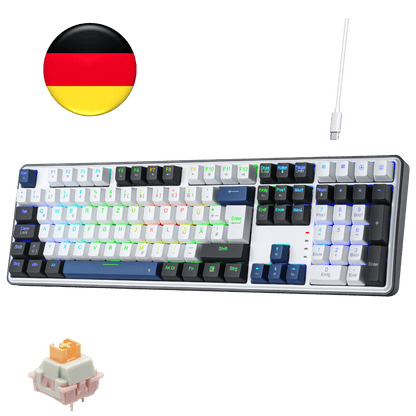 Redragon K689 QWERTZ Kabelgebundene Gasket Gaming‑Tastatur Hot‑Swap
4 Zusatzhotkeys 3‑lagiger Geräuschdämpfung bunte Tastenkappen 19 RGB‑Modi Anti‑Ghosting PRO‑Software USB‑C Kabelgebunden