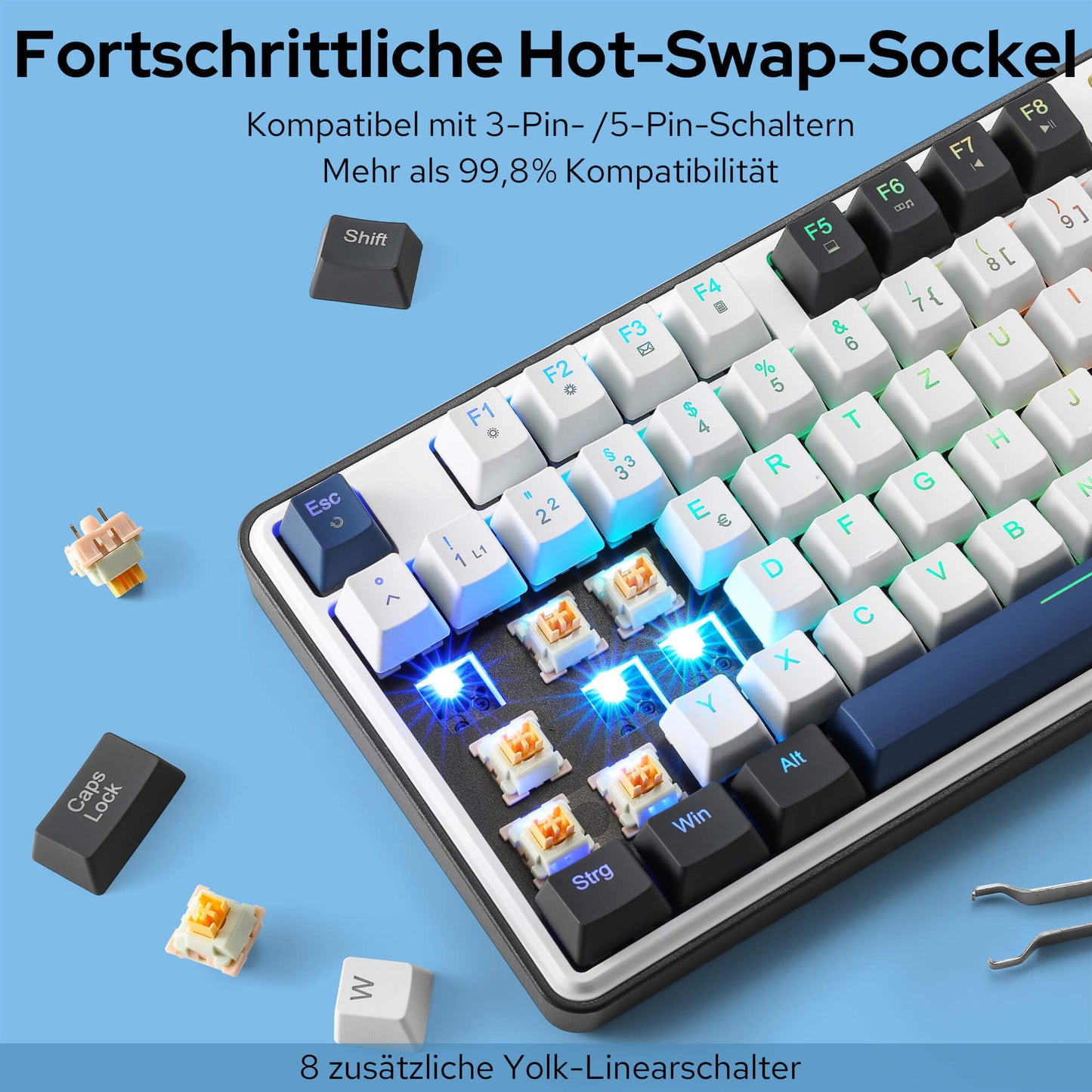 Redragon K689 QWERTZ Kabelgebundene Gasket Gaming‑Tastatur Hot‑Swap
