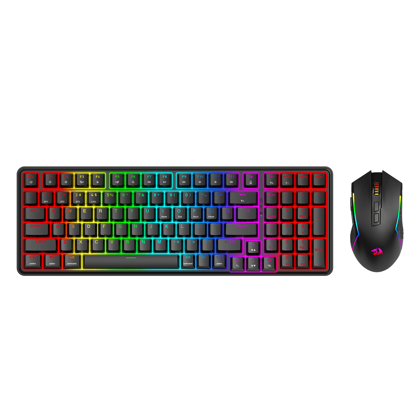 Redragon S162 3-Mode Wilreess Gaming Keyboard & Mouse Combo, 99 Keys K744 RGB GamingKeyboard and 8000 DPI M693 Gaming Mouse Bundle