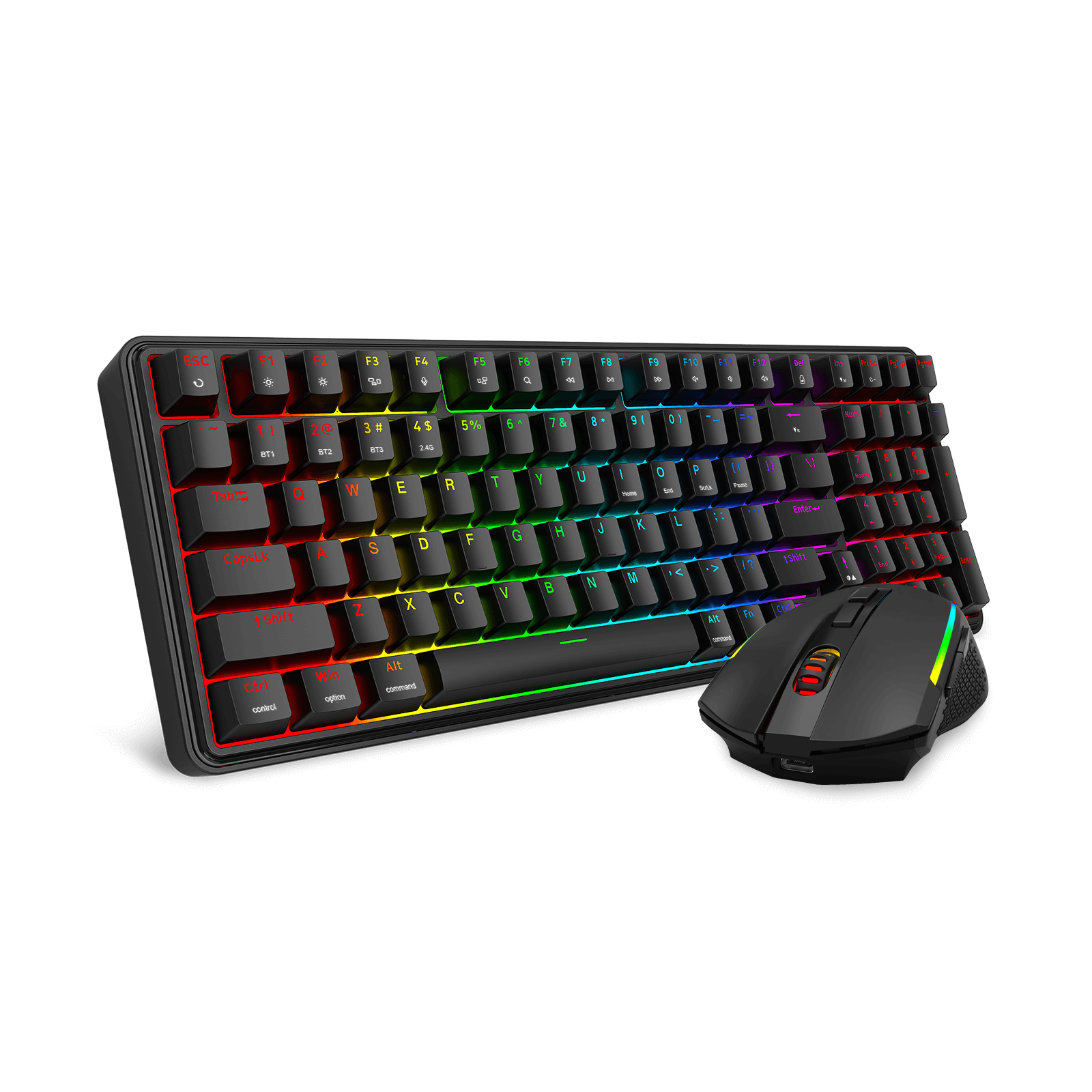 Redragon S162 3-Mode Wilreess Gaming Keyboard & Mouse Combo, 99 Keys K744 RGB GamingKeyboard and 8000 DPI M693 Gaming Mouse Bundle