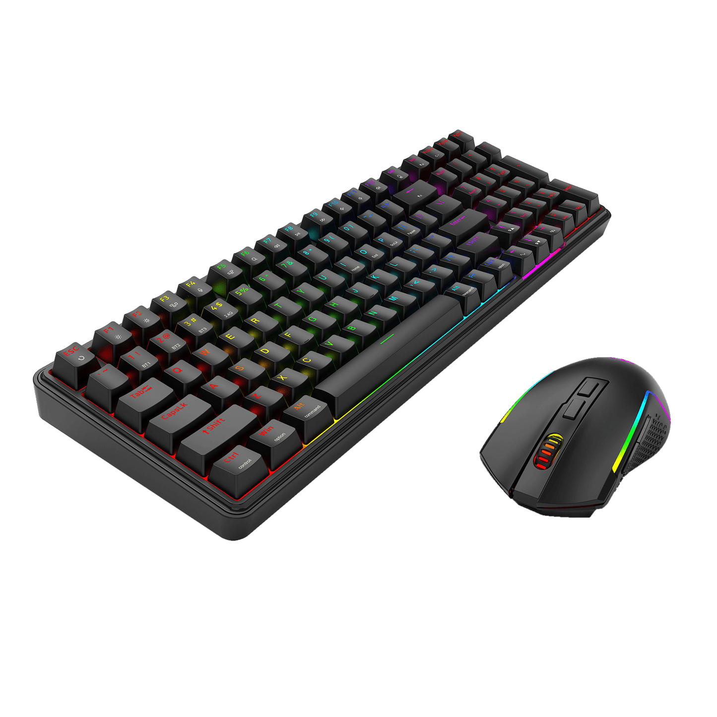 Redragon S162 3-Mode Wilreess Gaming Keyboard & Mouse Combo, 99 Keys K744 RGB GamingKeyboard and 8000 DPI M693 Gaming Mouse Bundle