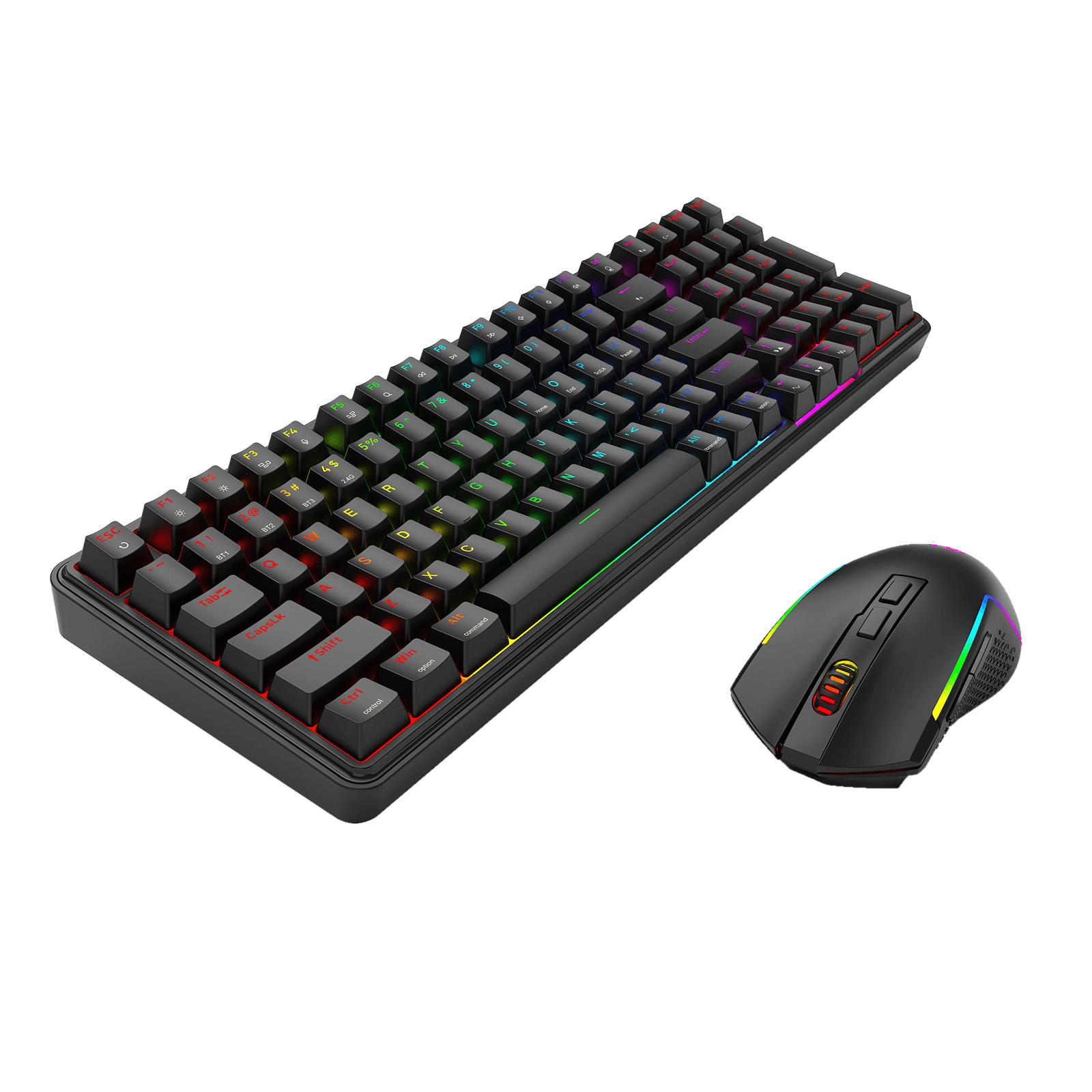 Redragon S162 3-Mode Wilreess Gaming Keyboard & Mouse Combo, 99 Keys K744 RGB GamingKeyboard and 8000 DPI M693 Gaming Mouse Bundle