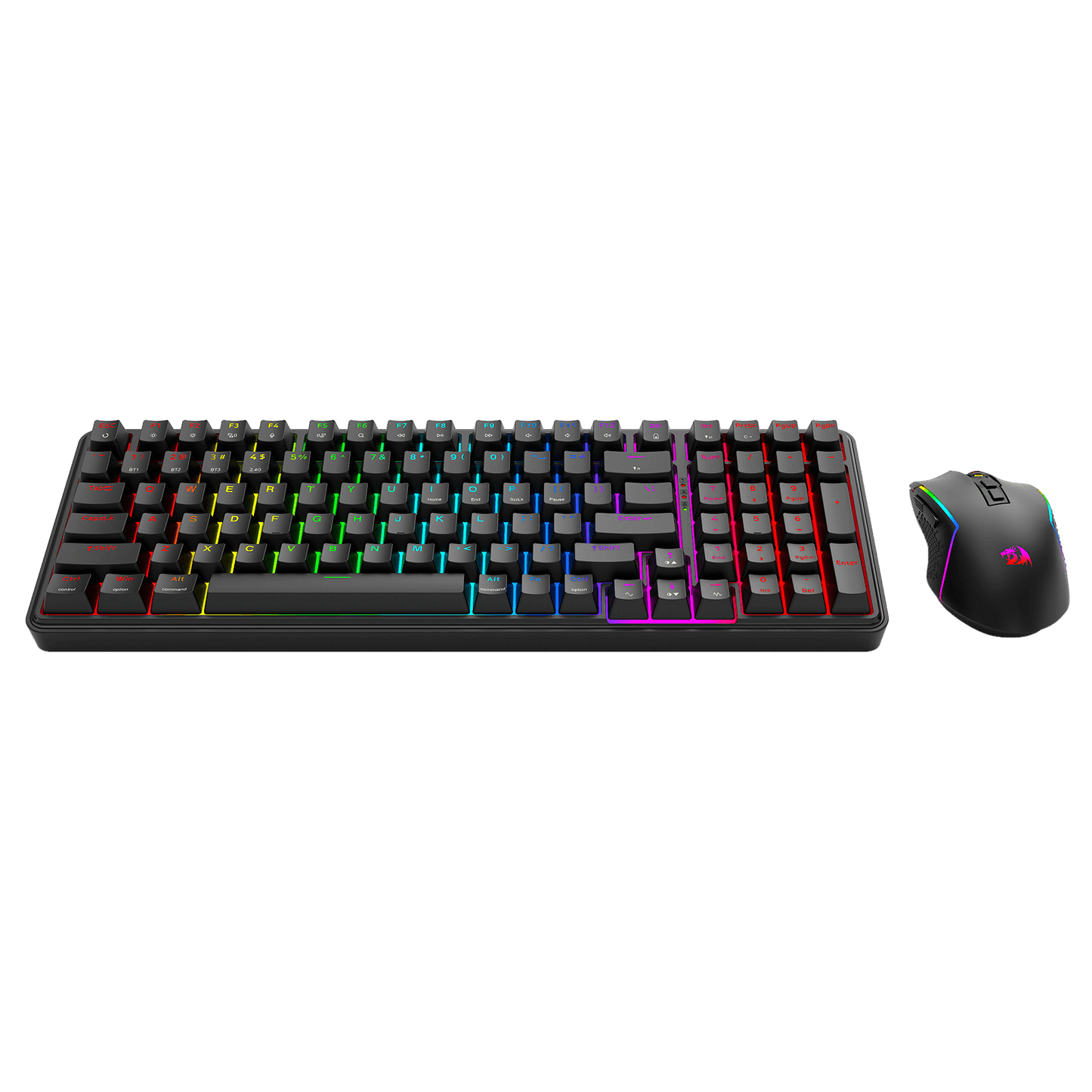 Redragon S162 3-Mode Wilreess Gaming Keyboard & Mouse Combo, 99 Keys K744 RGB GamingKeyboard and 8000 DPI M693 Gaming Mouse Bundle