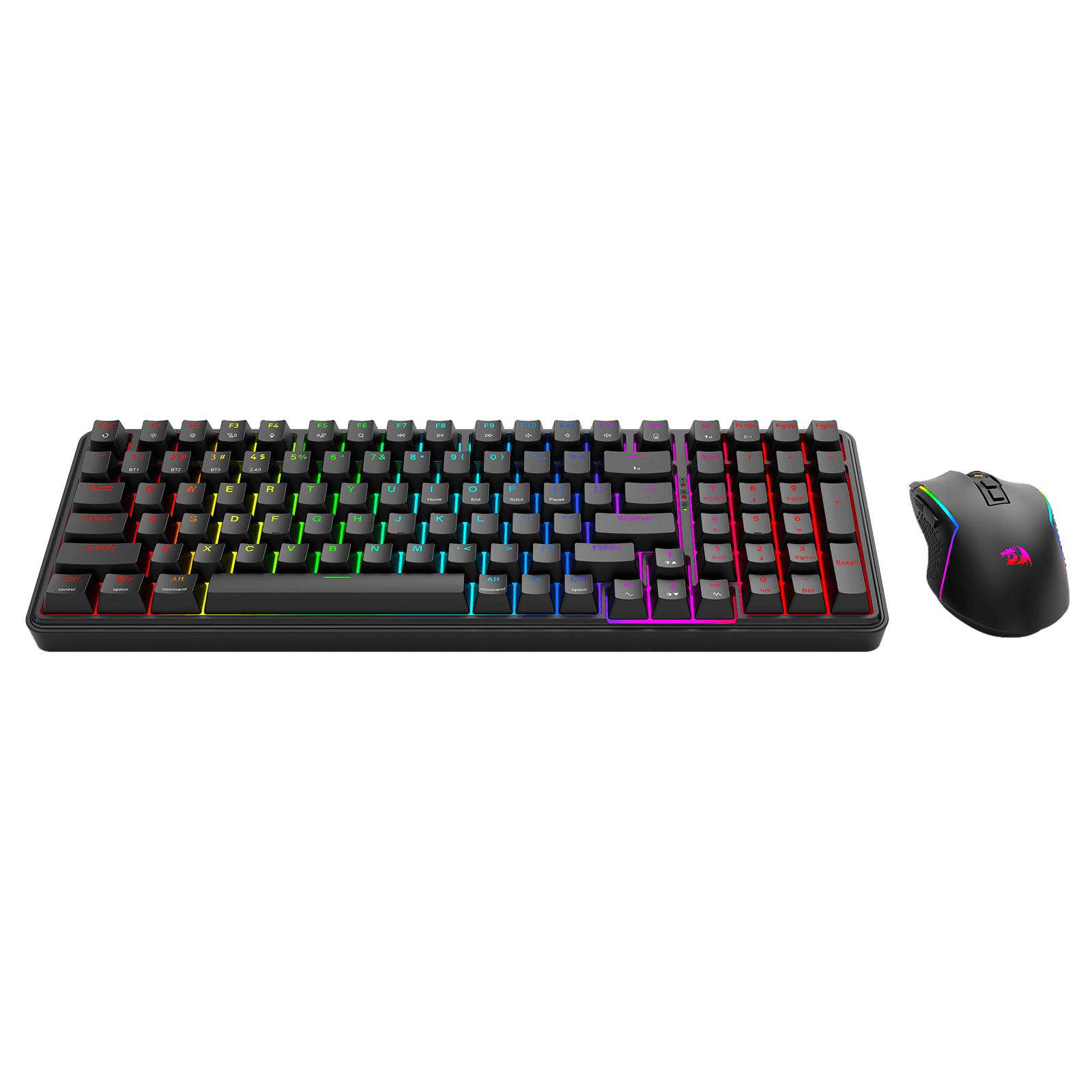 Redragon S162 3-Mode Wilreess Gaming Keyboard & Mouse Combo, 99 Keys K744 RGB GamingKeyboard and 8000 DPI M693 Gaming Mouse Bundle