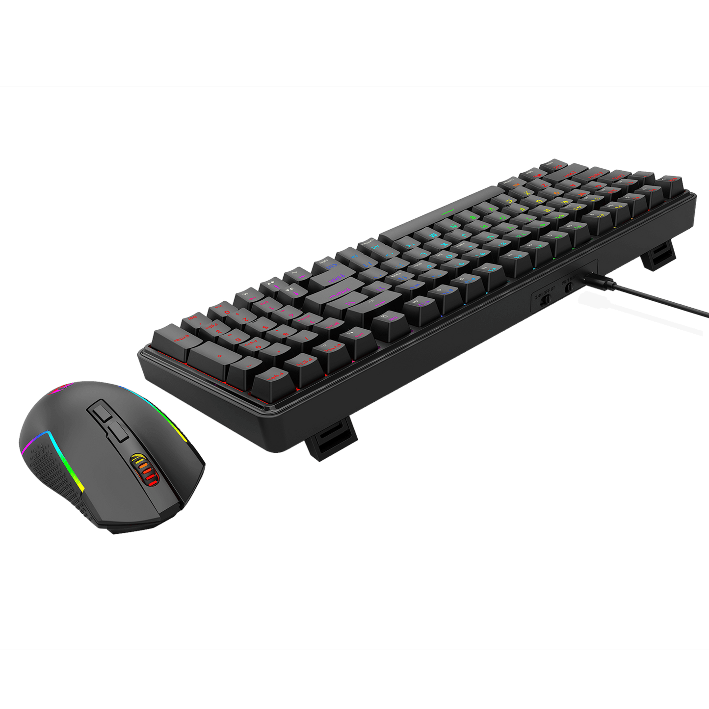 Redragon S162 3-Mode Wilreess Gaming Keyboard & Mouse Combo, 99 Keys K744 RGB GamingKeyboard and 8000 DPI M693 Gaming Mouse Bundle