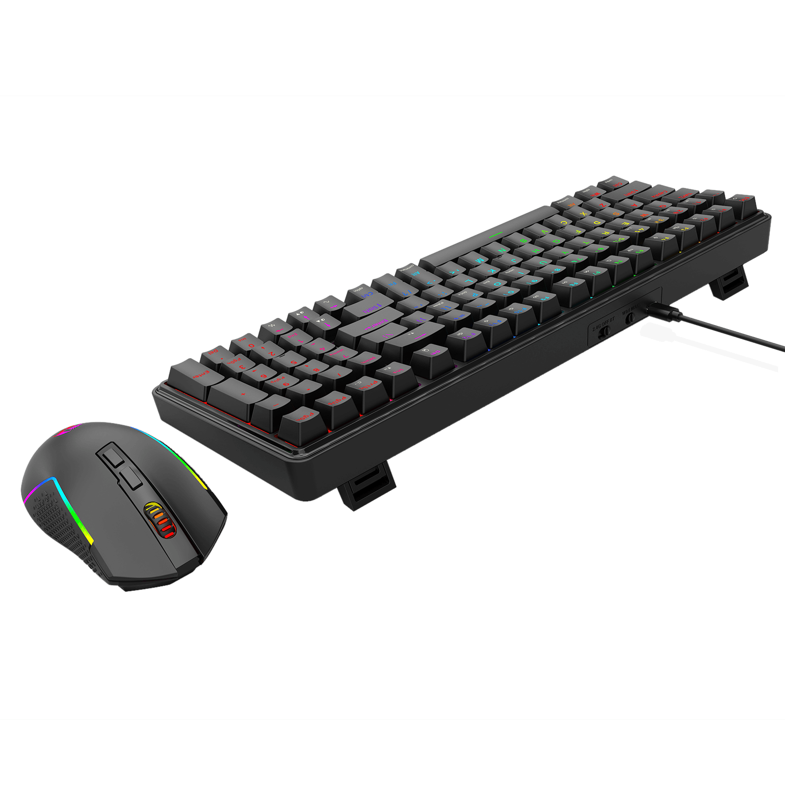 Redragon S162 3-Mode Wilreess Gaming Keyboard & Mouse Combo, 99 Keys K744 RGB GamingKeyboard and 8000 DPI M693 Gaming Mouse Bundle