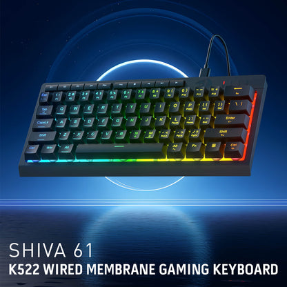 Redragon K522 60% RGB Membrane Gaming Keyboard, Compact 61 Keys Linear Mechanical-Feel Switch Keyboard w/ 4 Extra On-Board Macro Keys & Media Control Keys