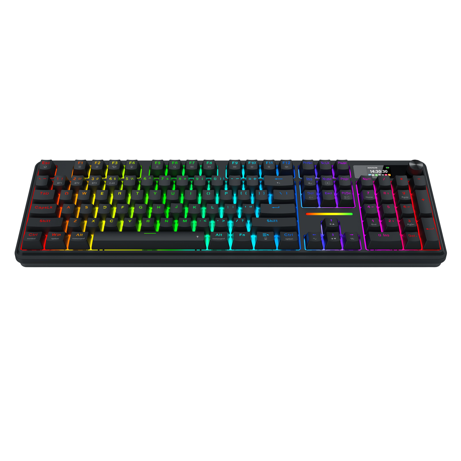 Redragon K762 Wireless Gasket Gaming Keyboard w/Hype Screen & Knob, 104 Keys Mechanical Keyboard, Easy-Control 1.14’’ TFT Info Display, 5-Layer Noise Dampening, Round PBT Keycaps, Custom Linear Switch