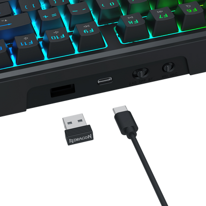 Redragon K762 Wireless Gasket Gaming Keyboard w/Hype Screen & Knob, 104 Keys Mechanical Keyboard, Easy-Control 1.14’’ TFT Info Display, 5-Layer Noise Dampening, Round PBT Keycaps, Custom Linear Switch