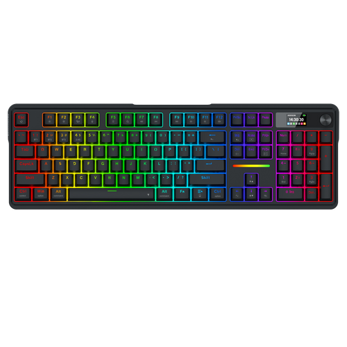 Redragon K762 Wireless Gasket Gaming Keyboard w/Hype Screen & Knob, 104 Keys Mechanical Keyboard, Easy-Control 1.14’’ TFT Info Display, 5-Layer Noise Dampening, Round PBT Keycaps, Custom Linear Switch