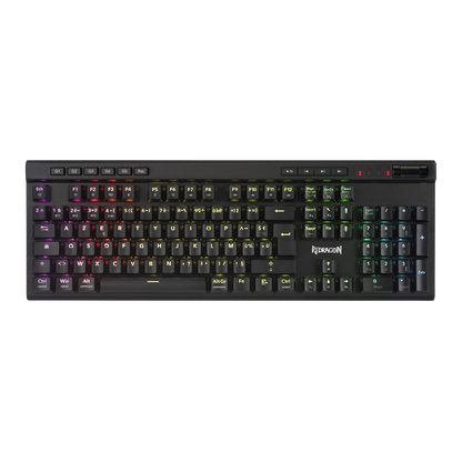Clavier de jeu sans fil RGB Redragon K580 PRO, clavier mécanique à 104 touches avec 3 modes, connecteur Hot-Swap, commandes multimédia dédiées et enregistrement de macros intégré, commutateurs linéaires rouges
