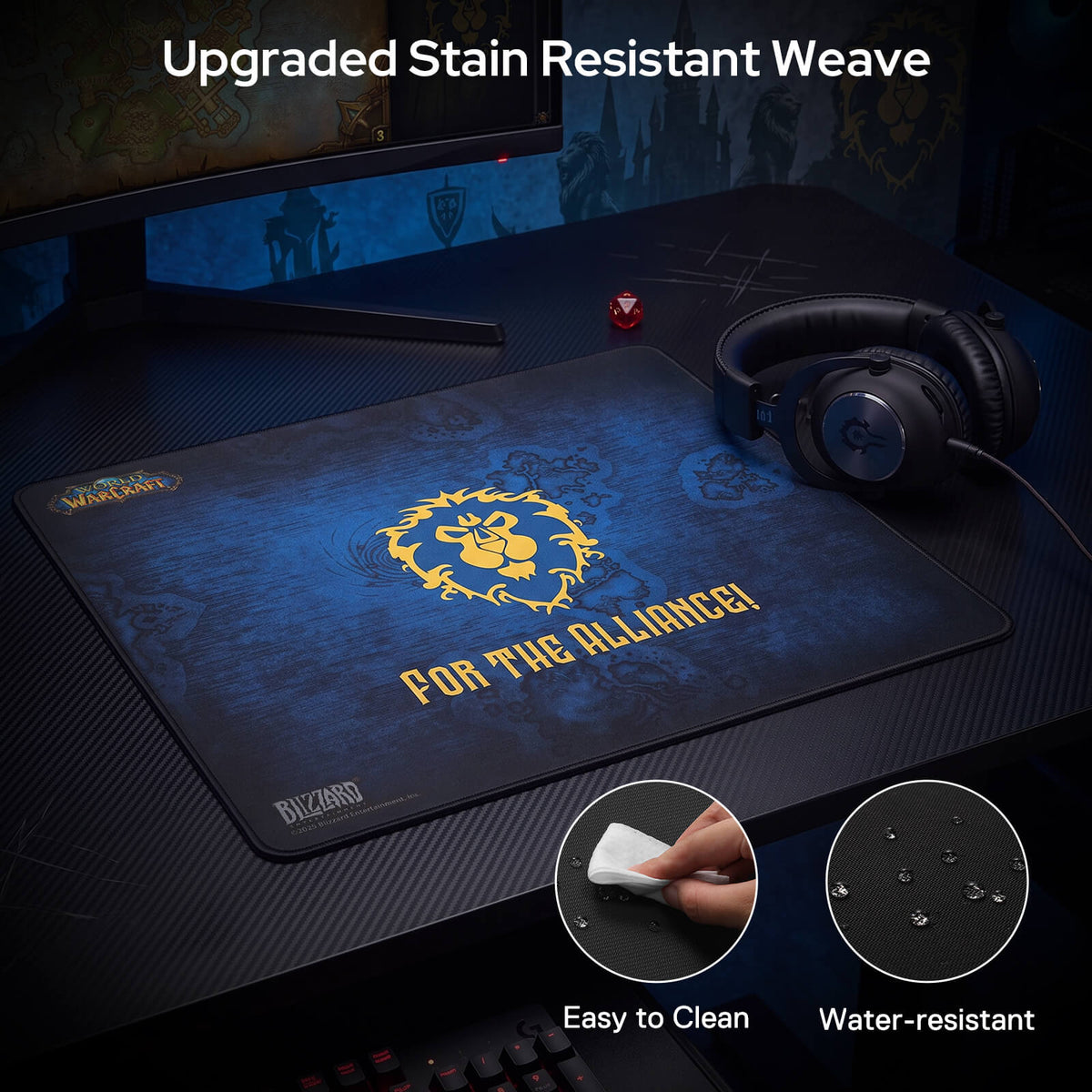 Blizzard Wow Themed Symbol Gaming Mouse Pad, XL Desktop Keyboard Mat
Cloth Cover with Stitched Edge, Smooth Tracking & Stability, Never-Slip Rubber, Official Licensed