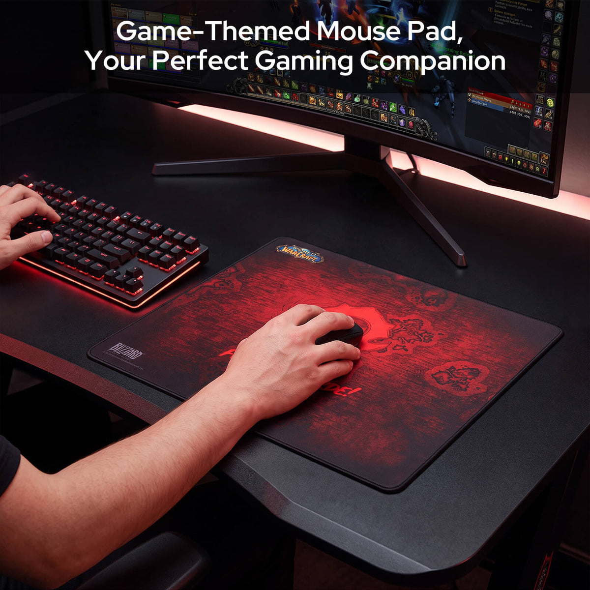 Blizzard Wow Themed Symbol Gaming Mouse Pad, XL Desktop Keyboard Mat
Cloth Cover with Stitched Edge, Smooth Tracking & Stability, Never-Slip Rubber, Official Licensed