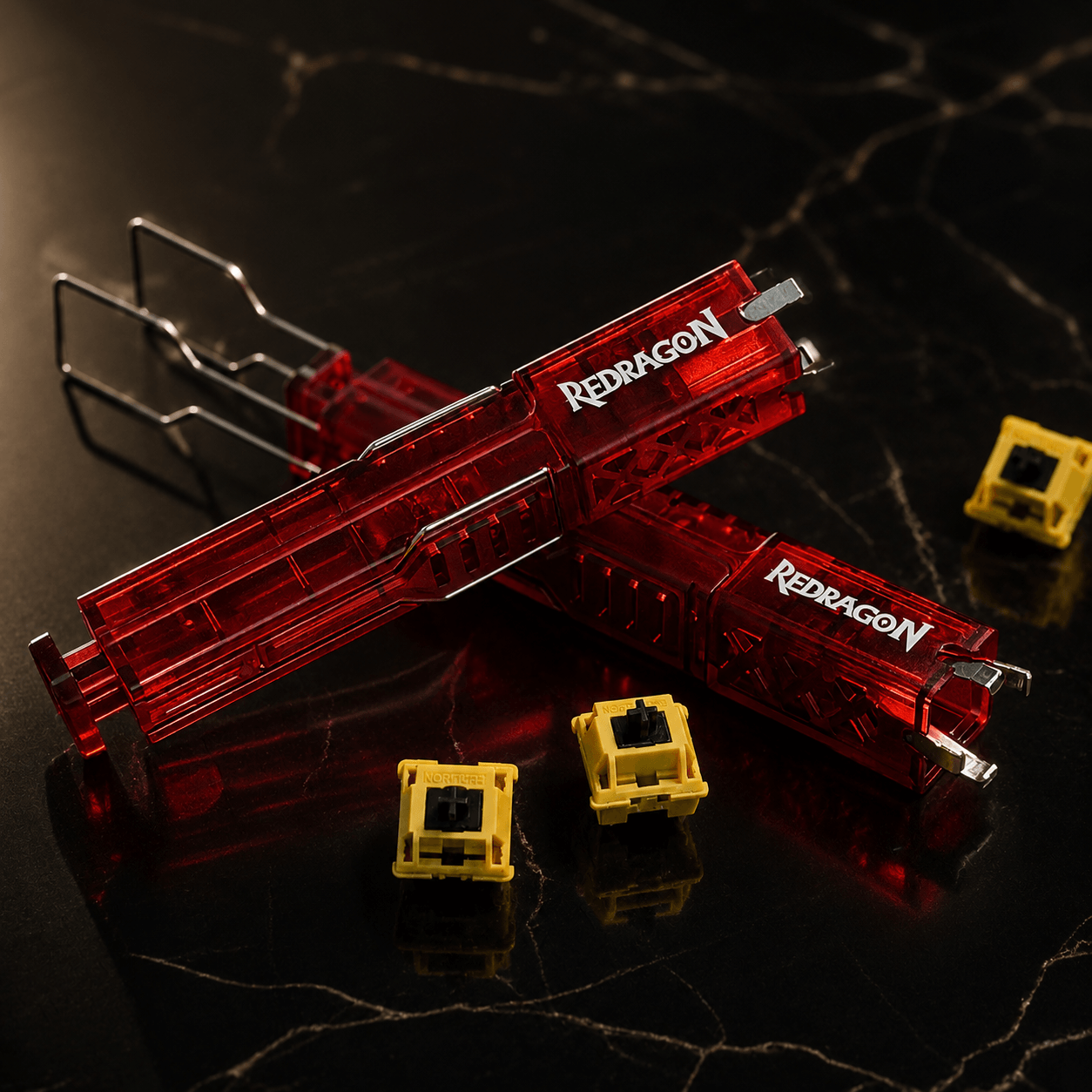 A 2-in-1 mechanical keyboard tool combining a switch puller and keycap puller for easy keyboard maintenance and customization.