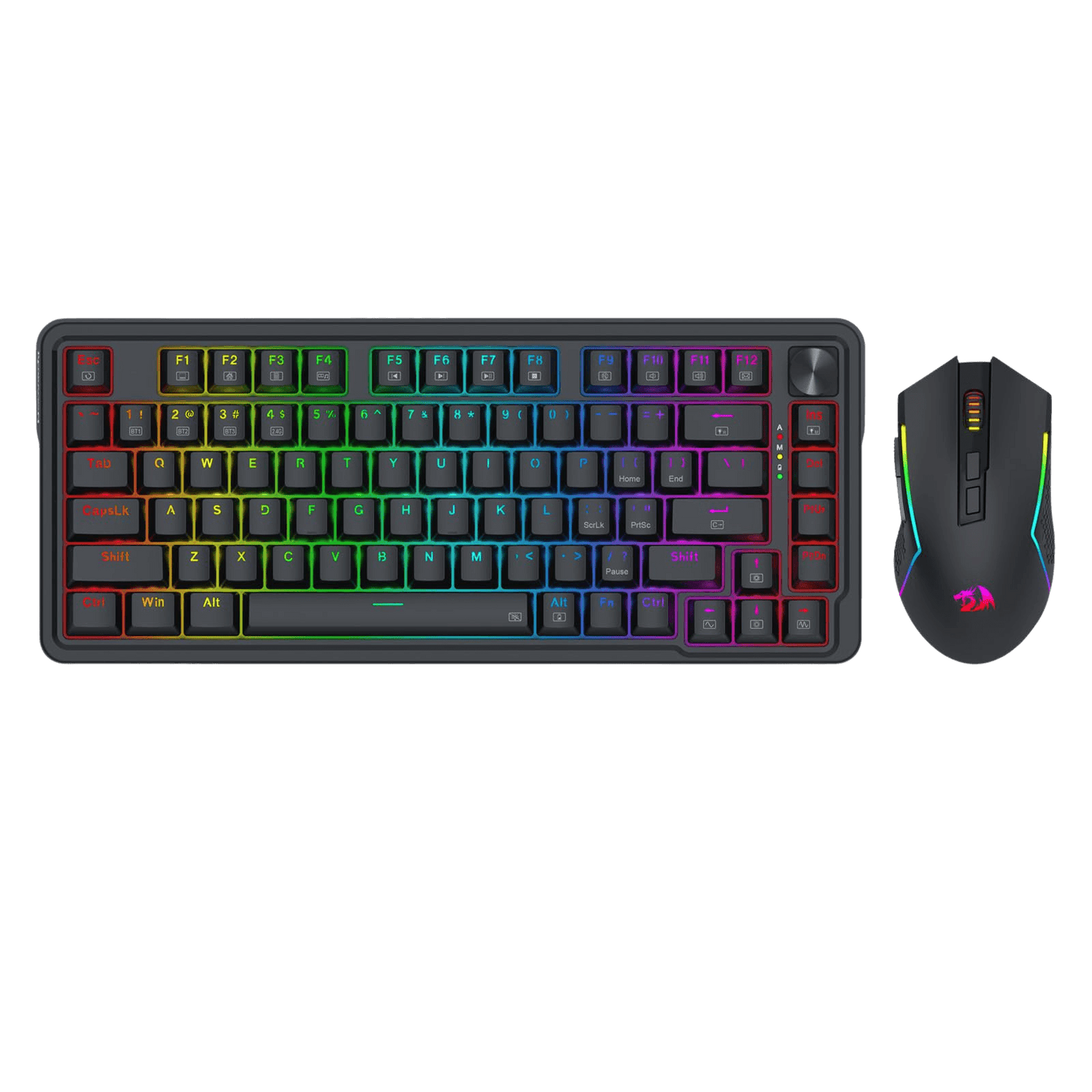 Redragon S168 3-Mode Wilreess Gaming Keyboard & Mouse Combo, 81 Keys K673 PRO RGB Gasket Keyboard and 8000 DPI M693 Gaming Mouse Bundle, Convenient Shared Dongle