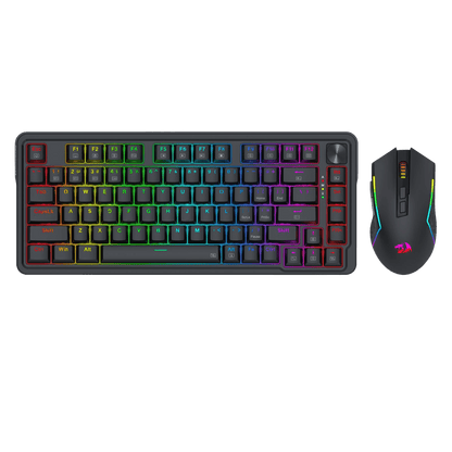 Redragon S168 3-Mode Wilreess Gaming Keyboard & Mouse Combo, 81 Keys K673 PRO RGB Gasket Keyboard and 8000 DPI M693 Gaming Mouse Bundle, Convenient Shared Dongle