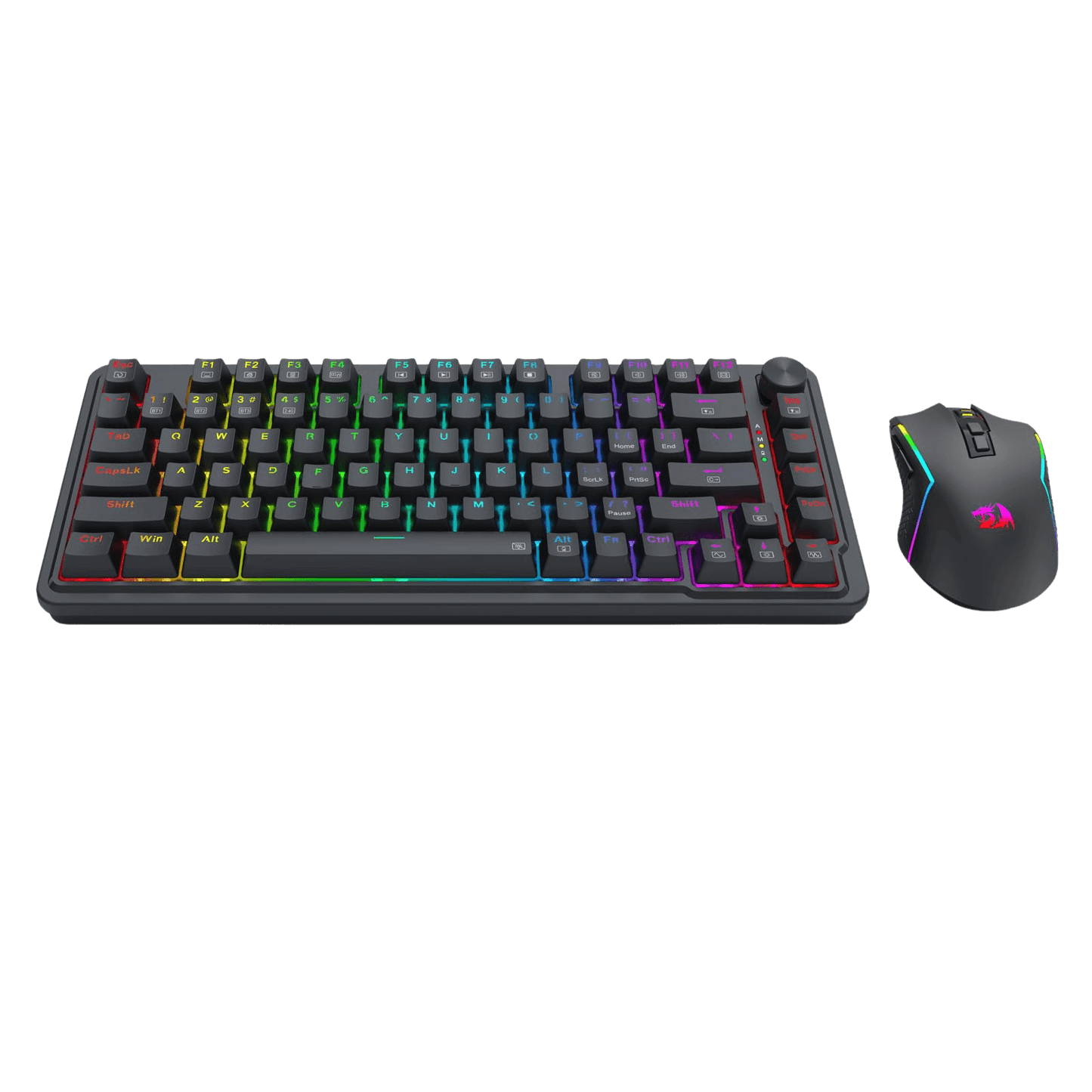 Redragon S168 3-Mode Wilreess Gaming Keyboard & Mouse Combo, 81 Keys K673 PRO RGB Gasket Keyboard and 8000 DPI M693 Gaming Mouse Bundle, Convenient Shared Dongle