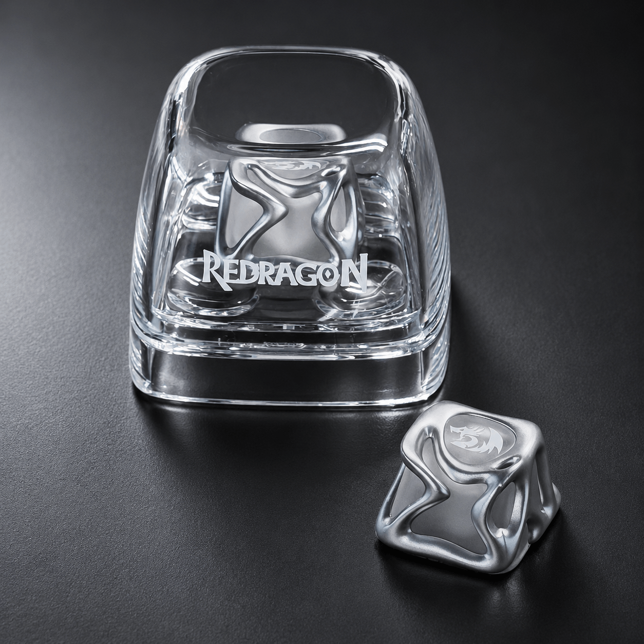 Redragon Custom resin artisan ESC keycap with transparent liquid metal design for MX-style mechanical keyboards.