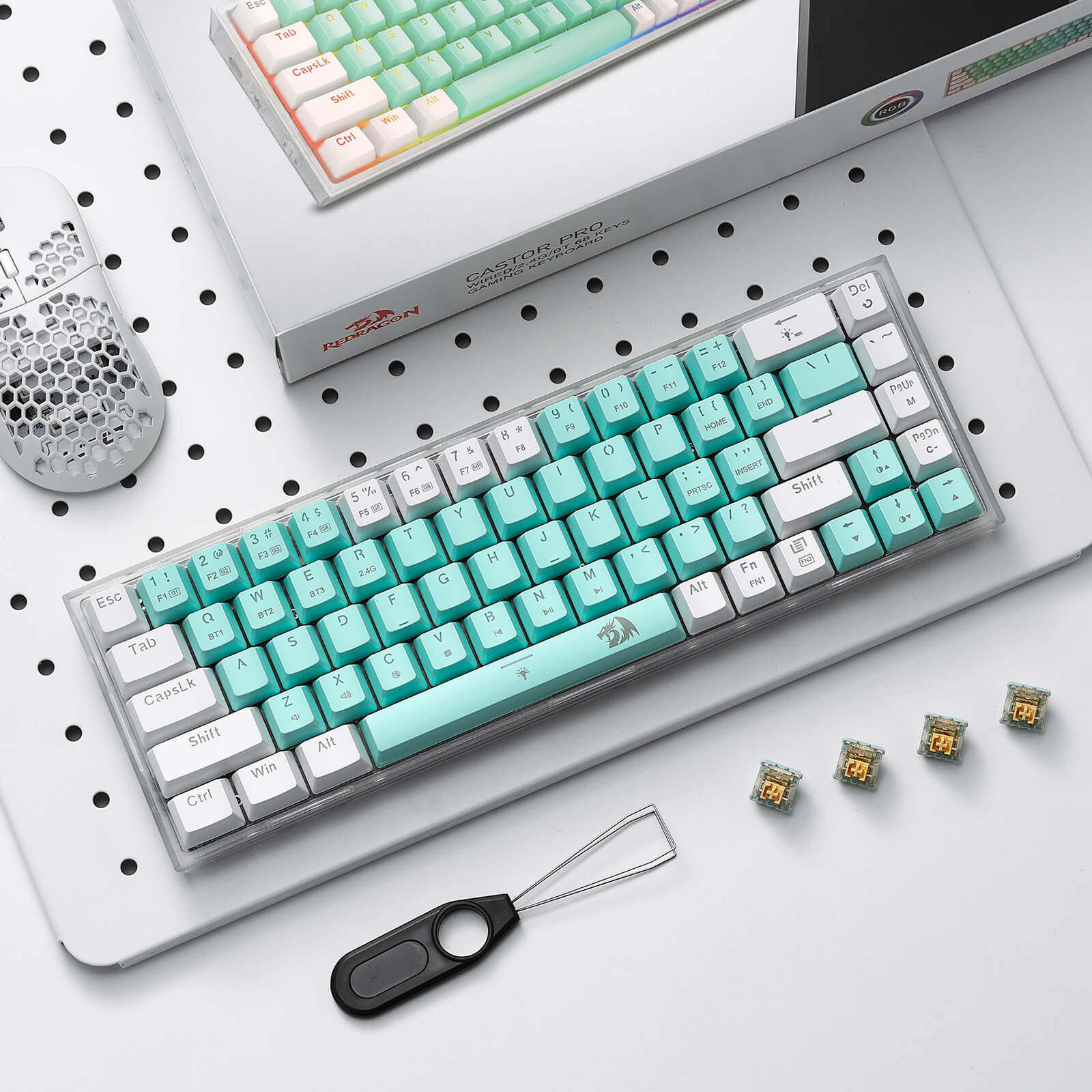 Redragon K631 PRO WT 65% 3-Mode Wireless RGB Gaming Keyboard